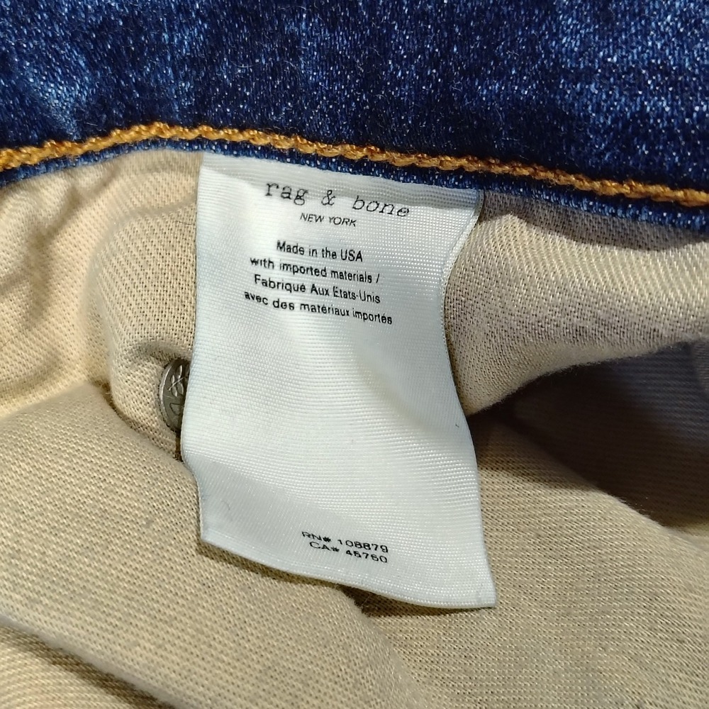 Rag and Bone Jeans Womens 33 Blue Mariposa Raw Hem Straight Leg Stretch USA - Picture 10 of 12
